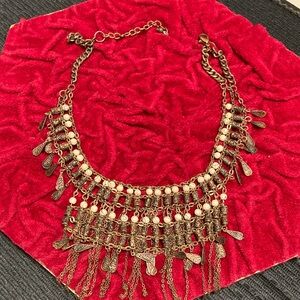 Free People Bohemian Statement Necklace with Beads and Charms